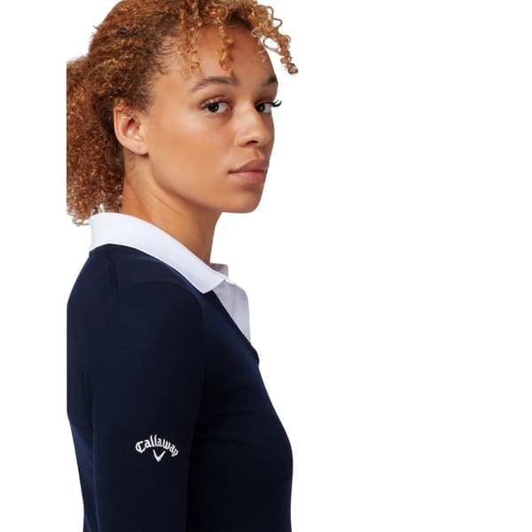 Callaway Dam/Kvinnor Finstickad V-ringad Långärmad Golfpullover