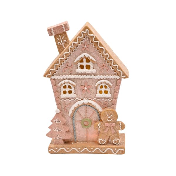Tomten och vännerna lysande pepparkakshus - Rosa