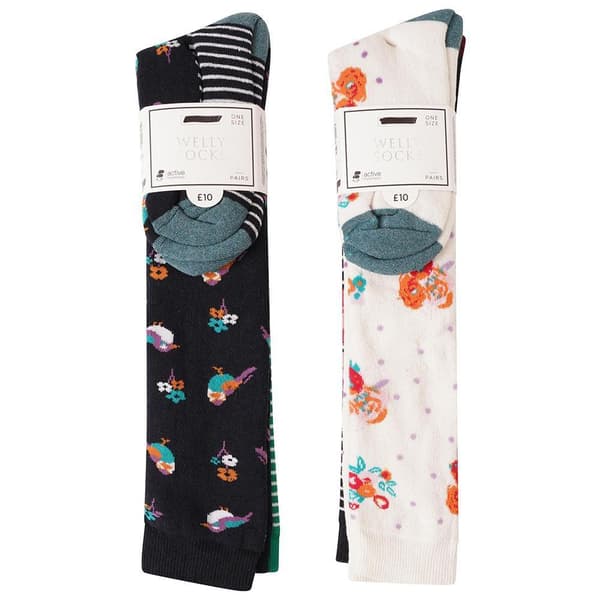 Ex Store Dam/Dam Blomrandiga Strumpor (4-pack)