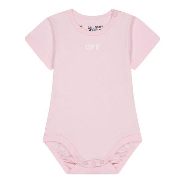 Off White Baby Bodysuit med rund hals och text (3-pack)