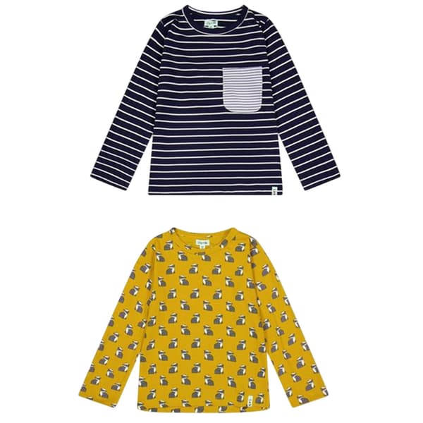 Lilly & Sid Barn/Barn Grävlingsränder Långärmad T-shirt (2-pack)