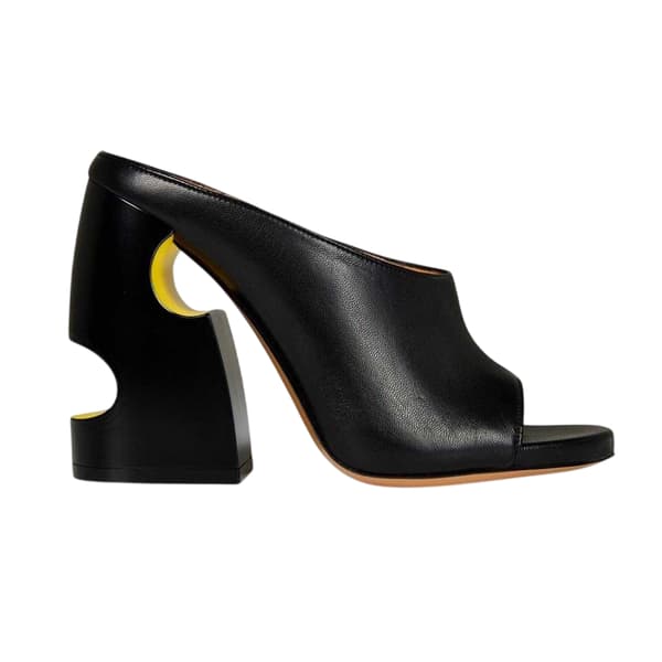 Off White Dams/Dam Cut Out Läder Hög Blockklack Mules