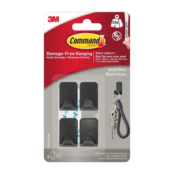 Command 17032MB-UKN Small Metallic Hook Black 225g 4pk