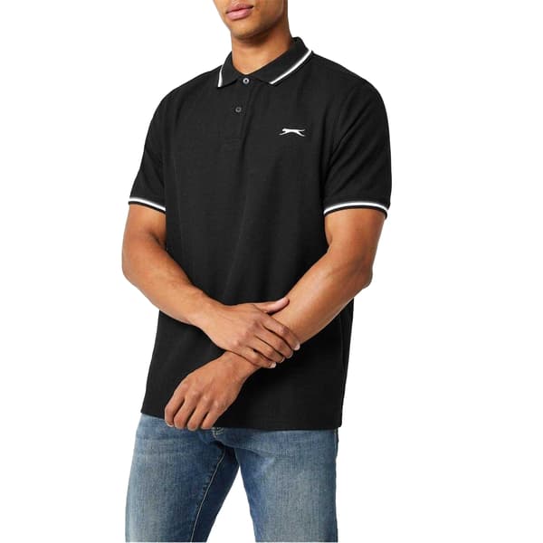 Slazenger Pikétröja med kontrastränder för män