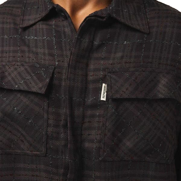 Represent Mens Plaid Button-Down Modern Overshirt