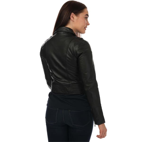Elle Dam/Dam Läder Figursydd Bikerjacka