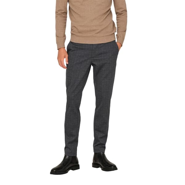 Only Mens Plaid Slim Chinos