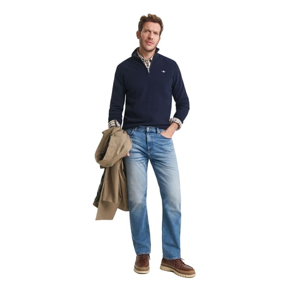 Gant Mens Micro Textured Half Zip Sweatshirt