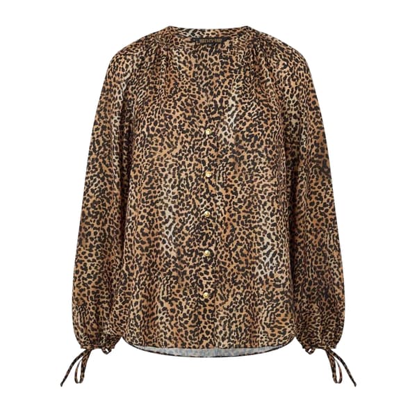 Biba Dam Leopardmönstrad Blus med Knappar