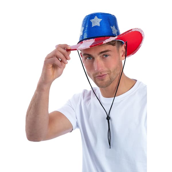 Smiffys Stars & Stripes Sequins Cowboy Hat