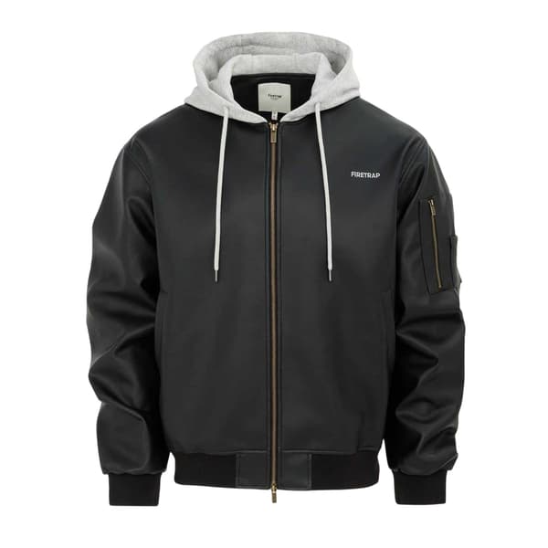 Firetrap Herr PU Jacka med huva