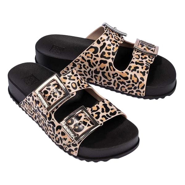 Zaxy Dam Leopardmönstrade Sliders med Dubbla Spännen