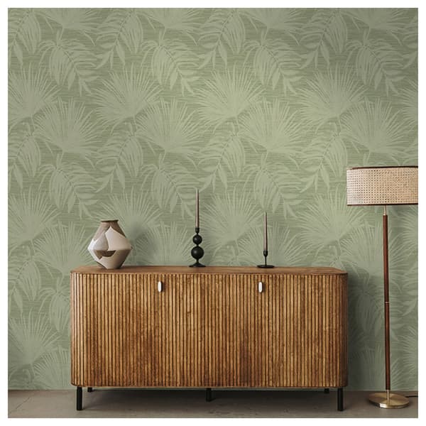 Holden Décor Grasscloth Leaf Textured Wallpaper