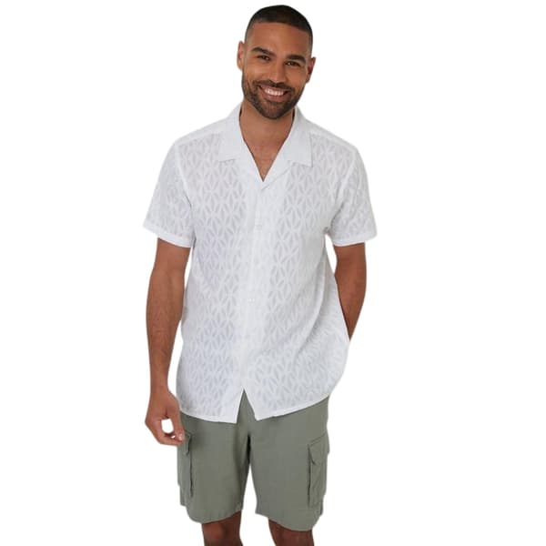Threadbare Mens Geometric Pattern Short-Sleeved Shirt