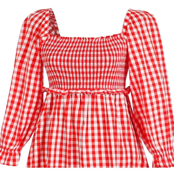 Miso Naisten Gingham Pitkähihainen Midimekko