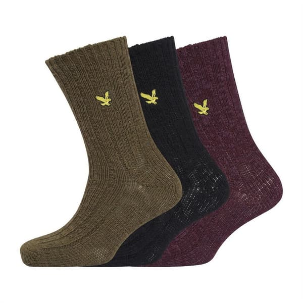 Lyle & Scott Herrstrumpor i grovstickat (3-pack)