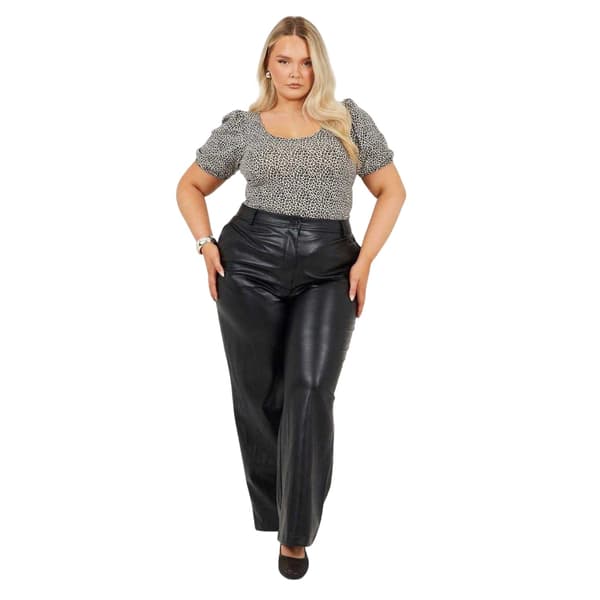 Brave Soul Dam Leopardmönstrad Plus Puffärm Bodysuit