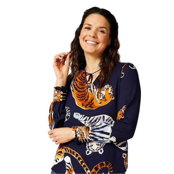 Biba Dam Tiger Långärmad Blus