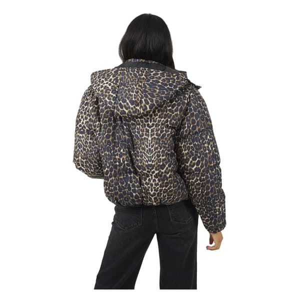Brave Soul Dam/Kvinnor Bunny Leopardmönstrad Kort Oversized Pufferjacka