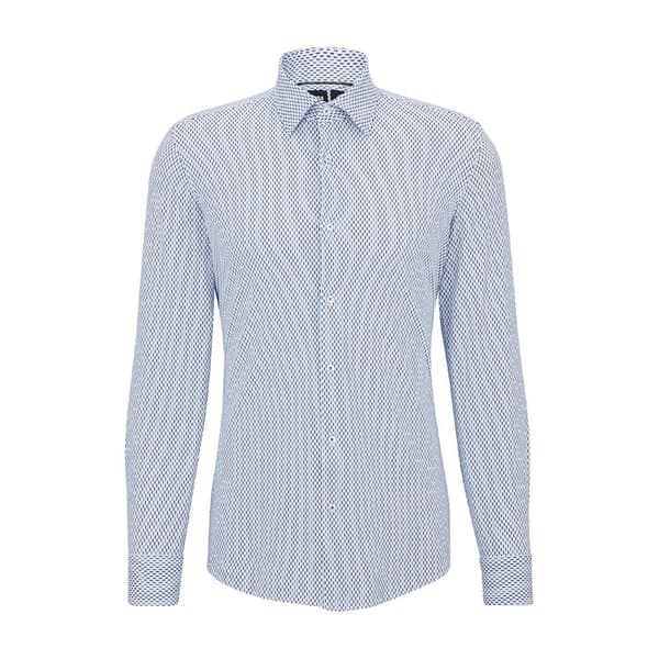 Boss Mens Geometric Pattern Long-Sleeved Shirt