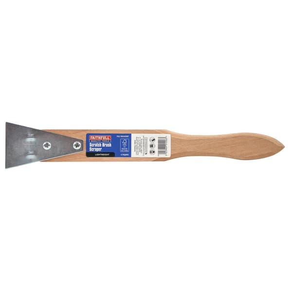 Faithfull Lightweight Scratch Brush With Scraper, Four Row