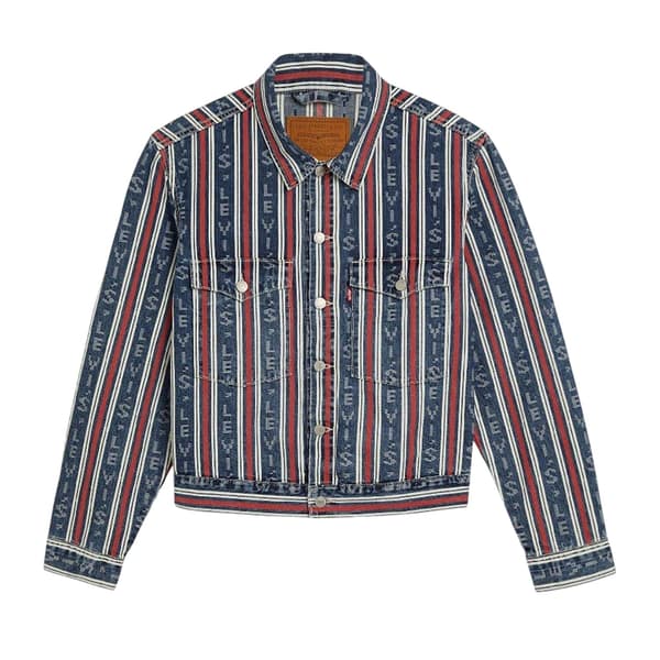 Levis Herr Vertikalrandig Denim Truckerjacka