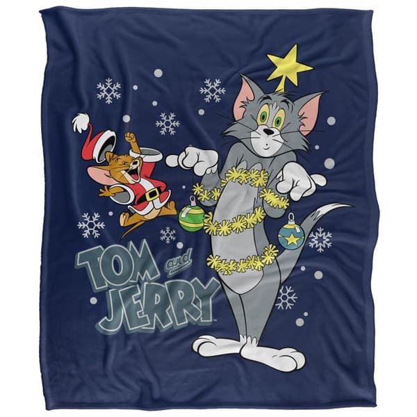 Tom And Jerry Merry Christmas Tinsel Tangle Blanket
