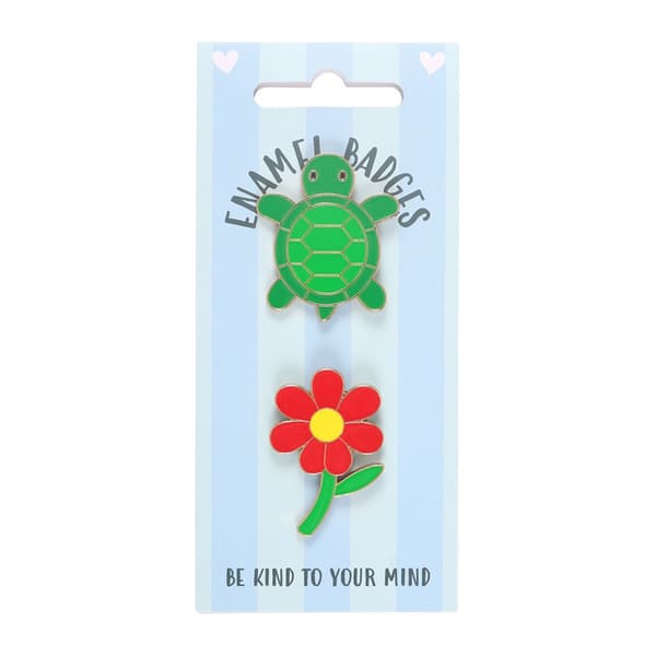 Something Different Turtle And Flower Badge Set