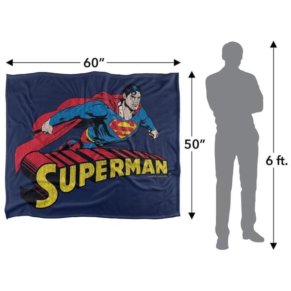 Superman Flying Distressed Blanket