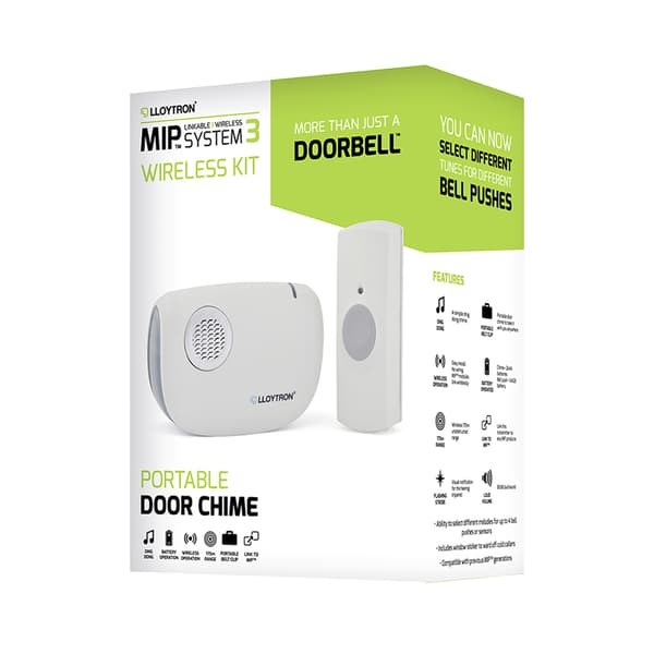 MIP3 DingDong Batteridriven Bärbar Dörrklocka Kit Vit