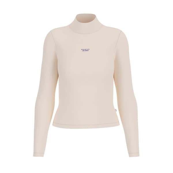 Guess Dam Textlogga Ribbad Slim Turtleneck