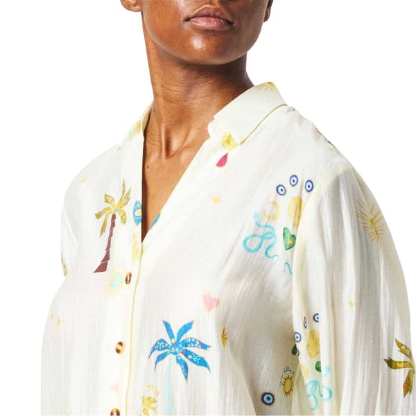 Never Fully Dressed Dam Palm Print Lyocell Långärmad Skjorta