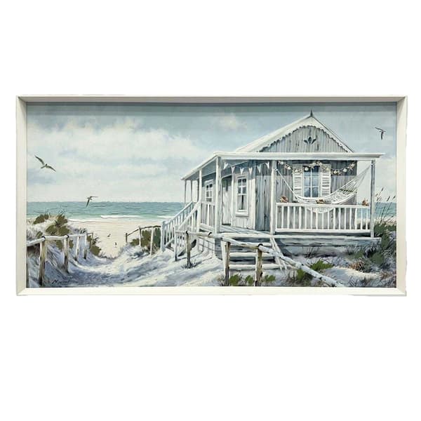 Richard Macneil Beach Cabin Hand-Painted Framed Canvas Print