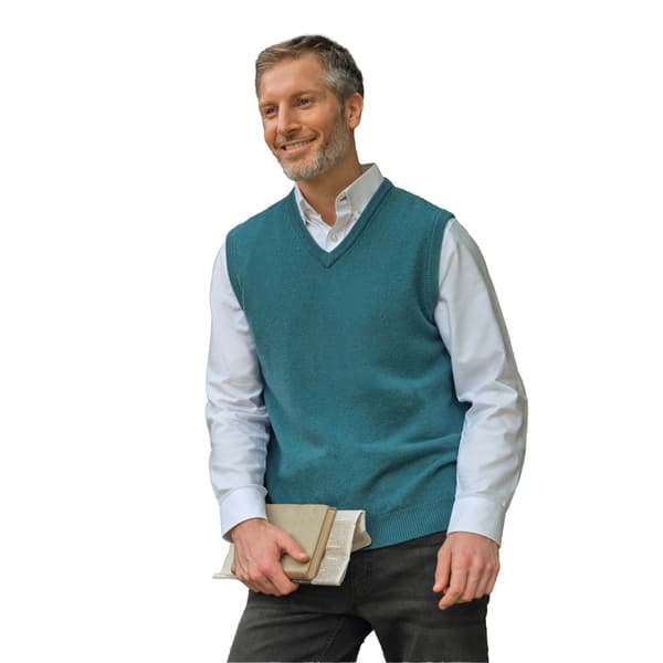 WoolOvers Mens V Neck Sleeveless Pullover