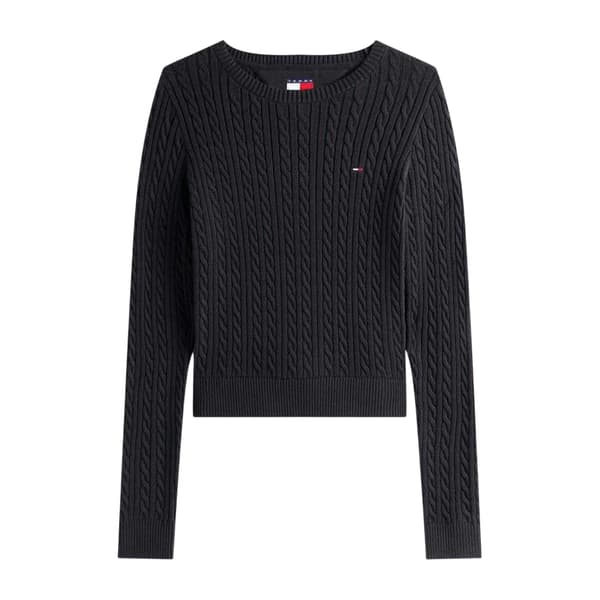 Tommy Jeans Dam Kabelstickad Långärmad Tröja