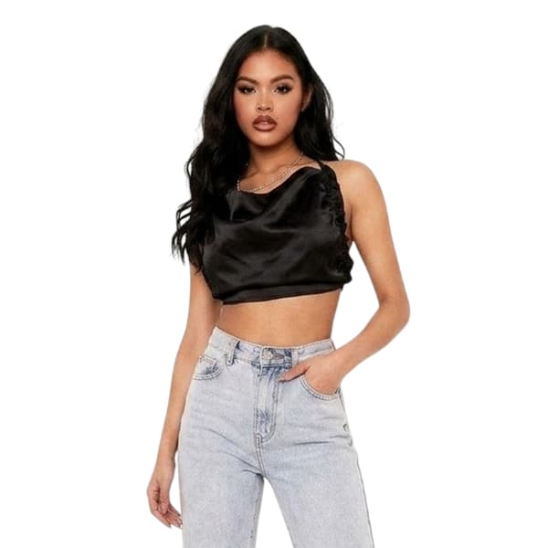 Missy Empire Satin Crop Top för damer