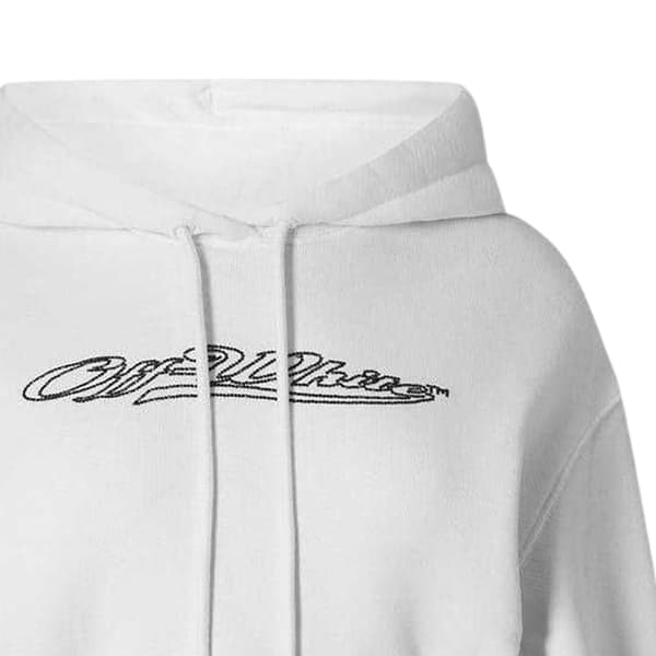 Off White Dam/Dam Bling Baseball Bomull Crop Hoodie