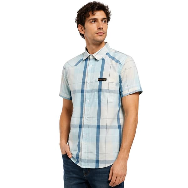 Bench Mens Checked Fitted Short-Sleeved Shirt