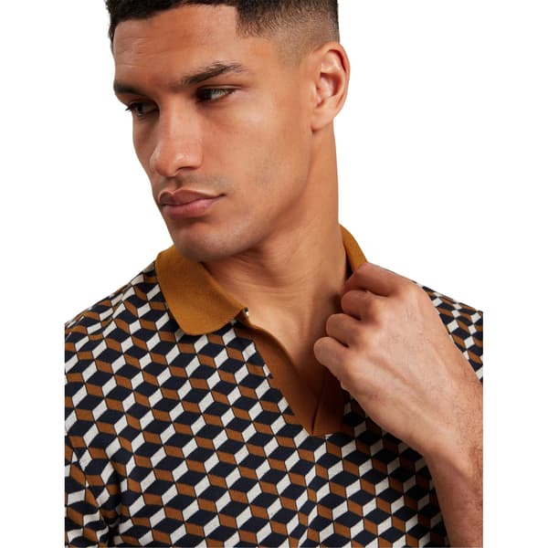 Ted Baker Mens Geometric Jacquard Collared Polo Shirt