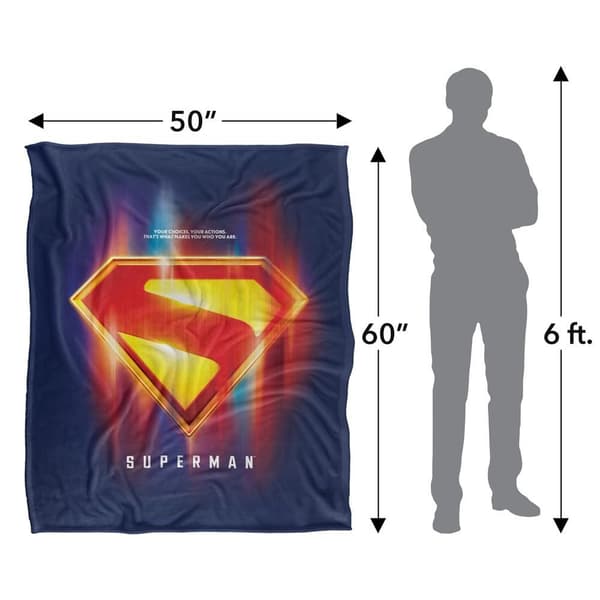 Superman 2025 Glowing Shield Choices Soft Touch Blanket