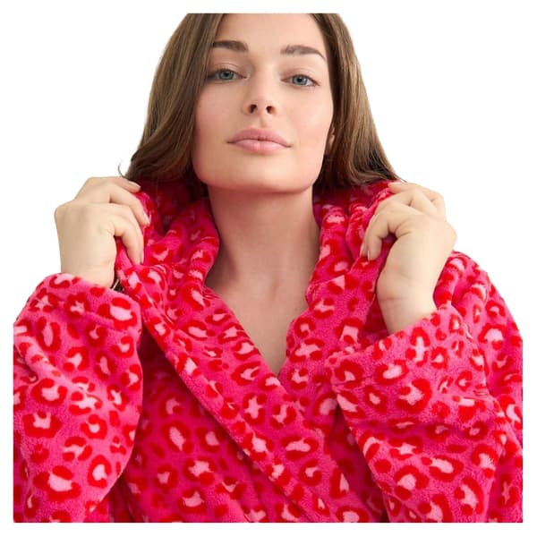 Urban Threads Dam/Kvinnor Leopardmönstrad Fleece Morgonrock