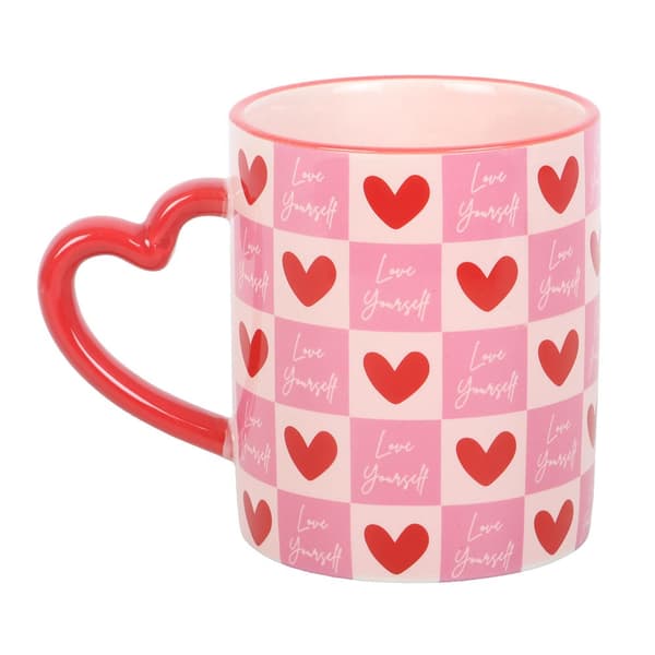 Something Different Love Yourself Checked Hearts Mug
