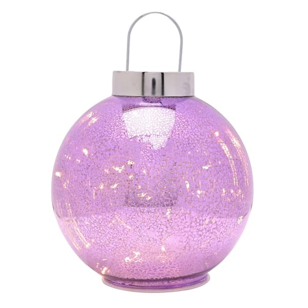 Lila kvicksilverglas LED-ljusslinga kula prydnad - 20cm