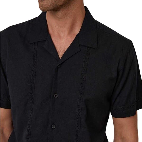 Threadbare Mens Embroidered Collared Short-Sleeved Bowling Shirt