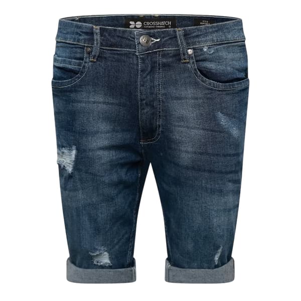 Crosshatch Mens Riptrey Denim Ripped Shorts