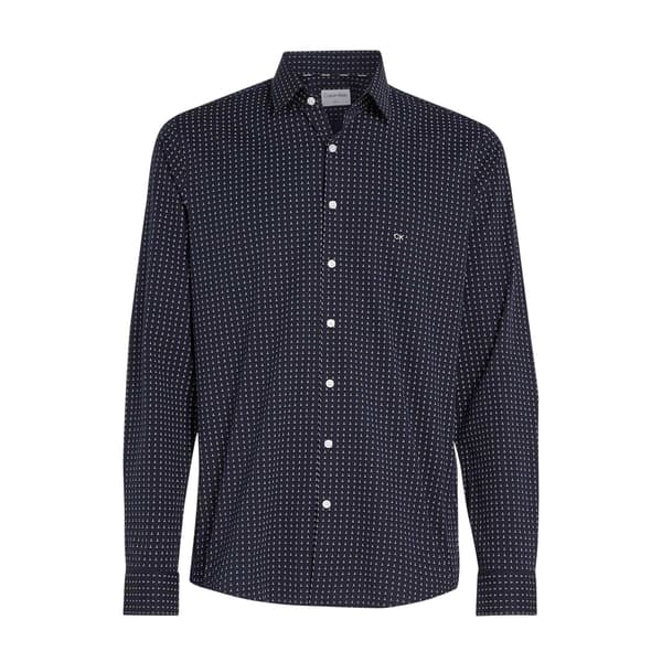 Calvin Klein Herrskjorta Microprint Poplin Slim Långärmad