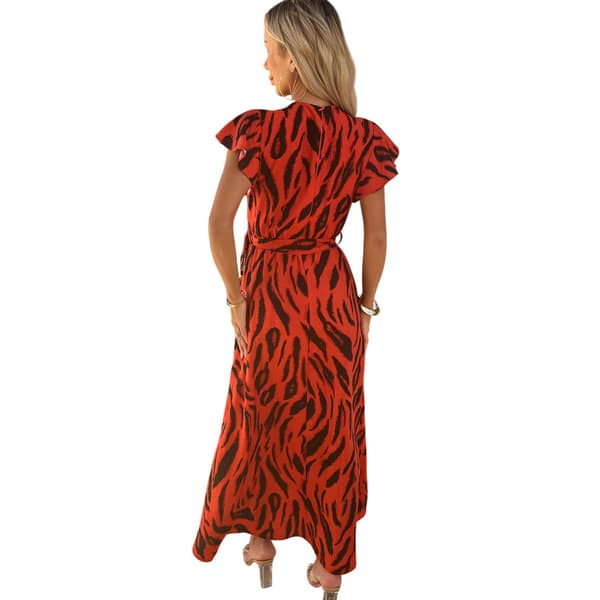AX Paris Dam/Kvinnor Tigerprint Polyester Omlottklänning