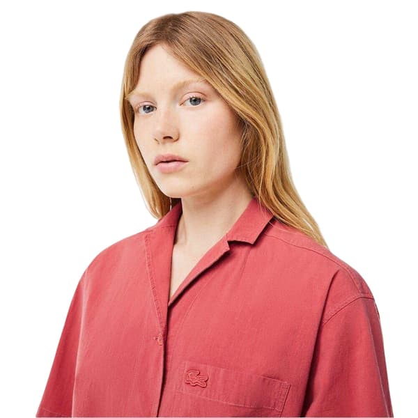 Lacoste Dam Broderad Skjorta med Avslappnad Passform