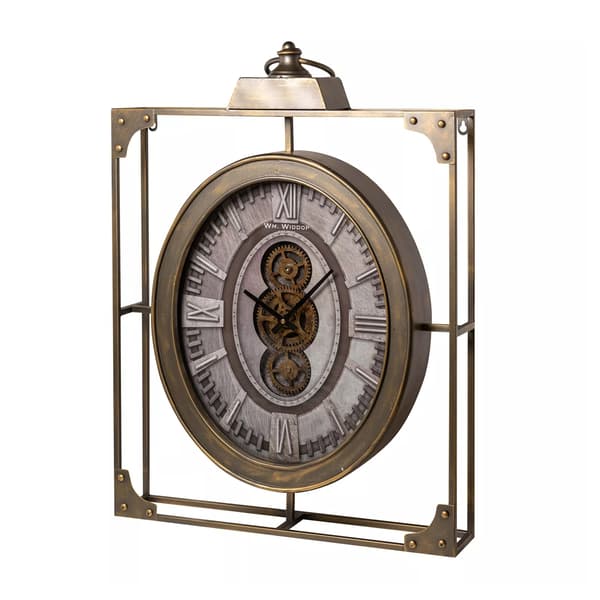 Wm.Widdop Square Wall Clock With Moving Gears & Metal Frame - 54cm x 80cm