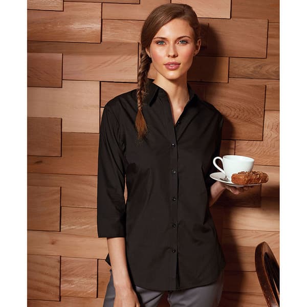 Premier Dam/Dam Poplin 3/4-ärm Blus